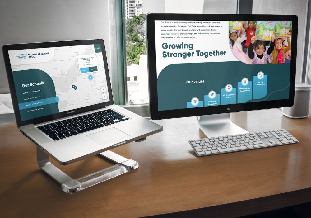 Thames Learning Trust mockups on macbook and tablet