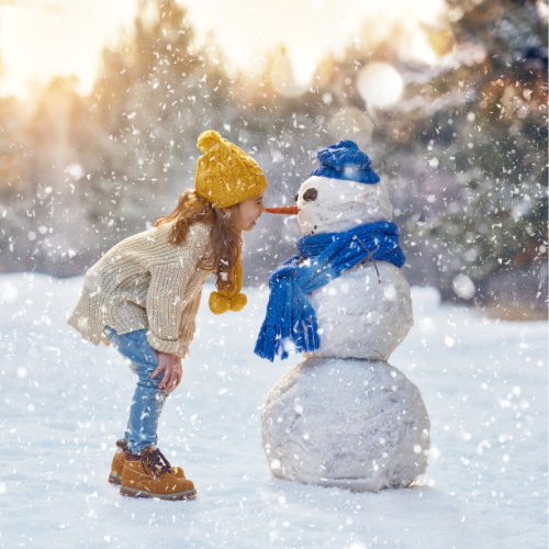 Snowman and child