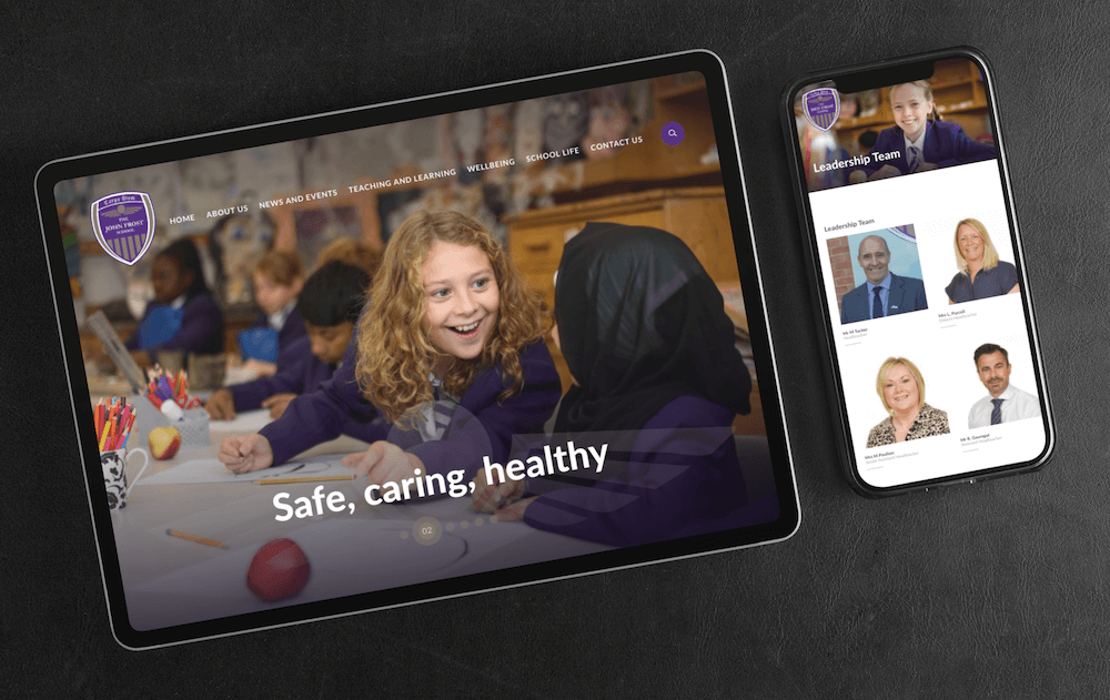 John Frost school website on iPad and iPhone